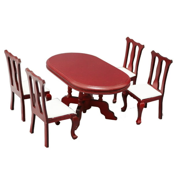 Set de muebles Miniature Dollhouse 1:12 mesa de comedor Redwood