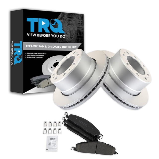Kit de frenos TRQ de cerámica, ventilados y con recubrimiento G para eje trasero Dodge Ram