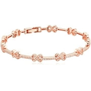 Decadence Sterling Silver Rose Micropave X Bar Cubic Zirconia Bracelet