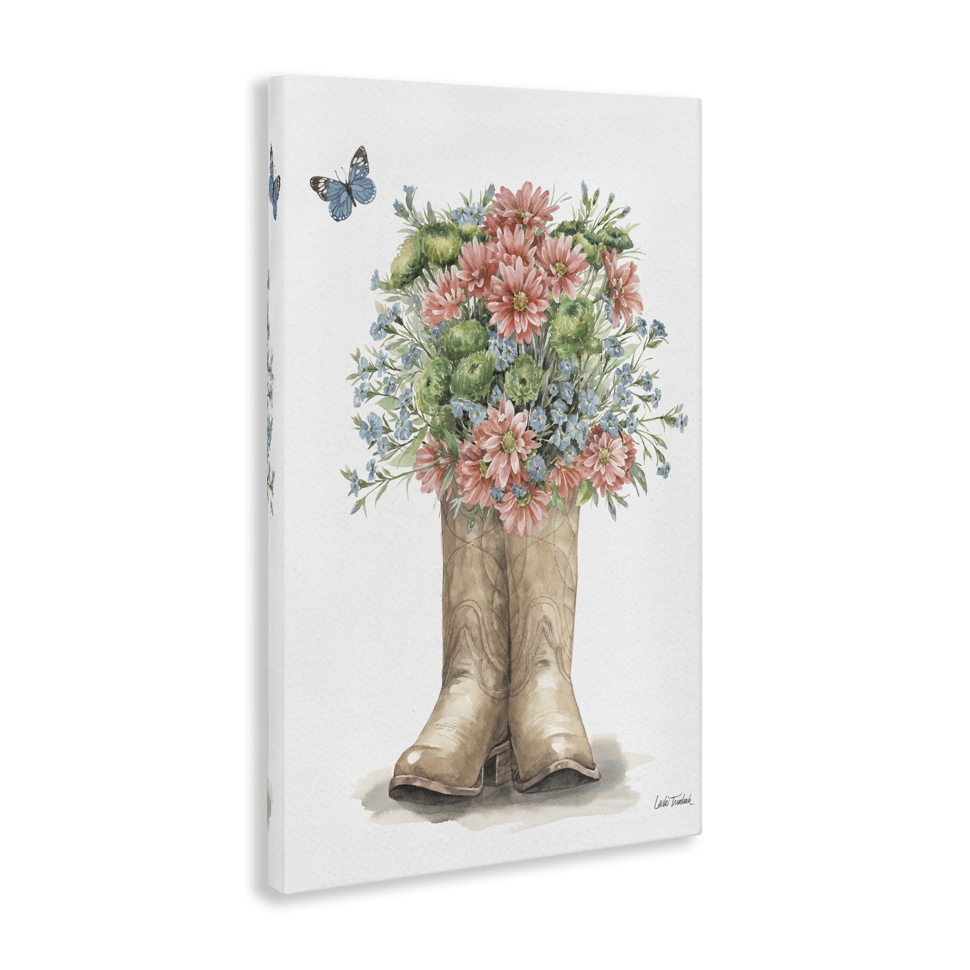 Stupell Industries Western Wildflower Boots Botanical & Floral Painting Gallery Wrapped Canvas Art Print Wall Art, 16 x 24