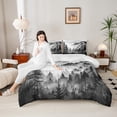 thumbnail image 4 of Manfei Farmhouse Nature Scenery Full Size Comforter Sets, Grey Rustic Watercolor Bedding Comforter Set, Teen Kid Adult Reversible Bedding Sets, Ultra Soft Home Decor, 3 Pieces, 4 of 8