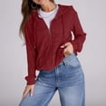 thumbnail image 5 of Sweaters for Women Long Sleeve Zip up Hoodies Ribbed Hooded Sweatshirts Loose Casual Cardigan Jackets with Pocket, 5 of 6