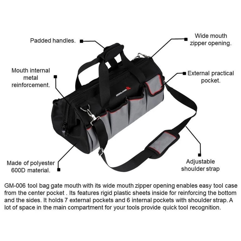 KAPAS18 inch Wide Soft Multifunctional Tool Bag Gate Mouth