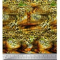 thumbnail image 1 of Soimoi Gold Japan Crepe Satin Fabric Leopard & Tiger Animal Skin Print Fabric by Yard 44 Inch Wide, 1 of 3