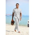 thumbnail image 3 of COOFANDY Men Linen Sets Outfits 2 Piece Casual Henley Shirts Casual Yoga Pants Set Hawaiian Beach Outfit, 3 of 6