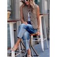 thumbnail image 4 of Women's Plaid Button Front Vest with Quilted Detail Stand Collar Sleeveless Top for Fall Winter Daily Wear, 4 of 7