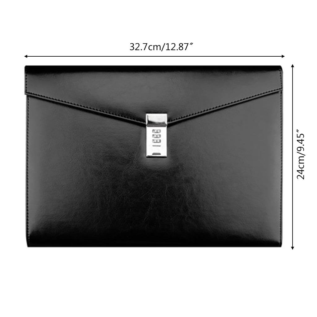 A4 Document File Folder with Password Lock Briefcase Organizer PU Leather Office
