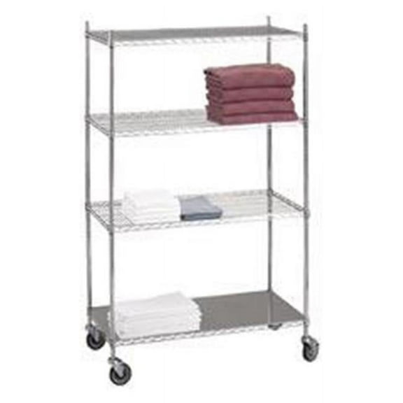 R&B Wire LC243672SOL 24 in. x 36 in. x 72 in. Linen Cart with Solid Bottom 16 Gauge Chrome Plated Shelf