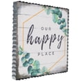 thumbnail image 3 of Northlight Our Happy Place Metal Framed Canvas Wall Sign - 12" x 12" - White and Green, 3 of 8