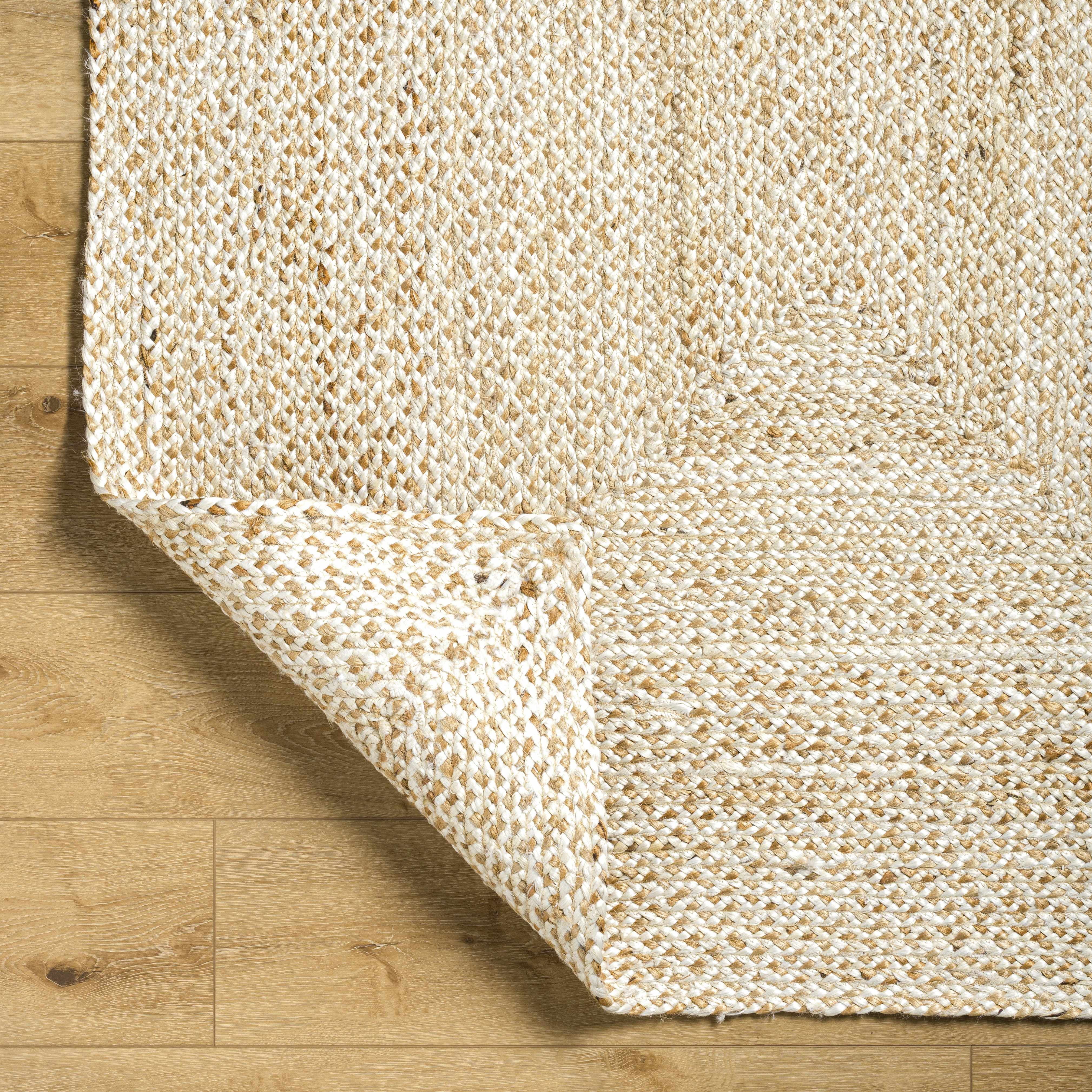 Hauteloom Elkie Jute Living Room, Bedroom Area Rug - Farmhouse - Bone - 9' x 12'