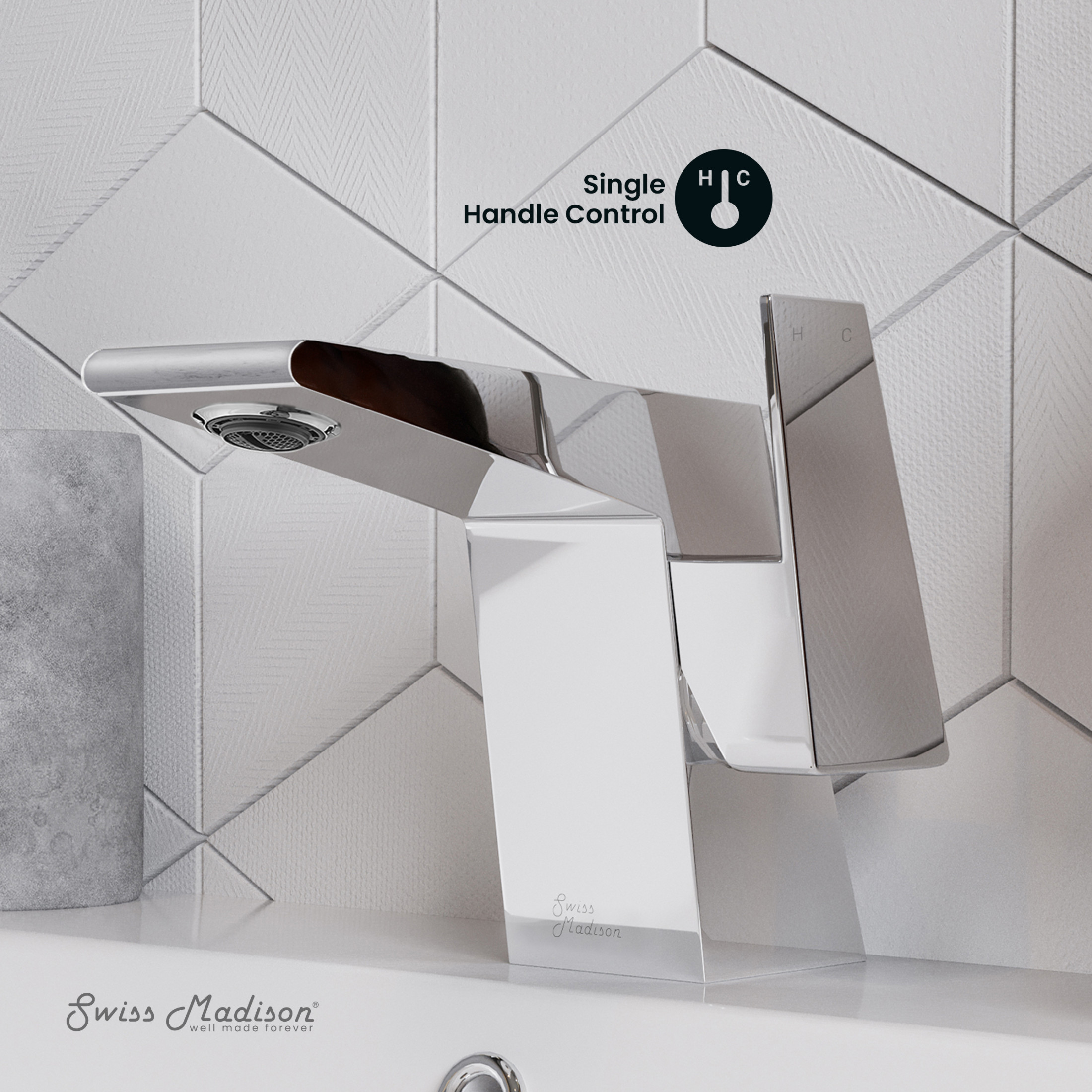 Carre Single Hole, Single-Handle, Bathroom Faucet in Chrome