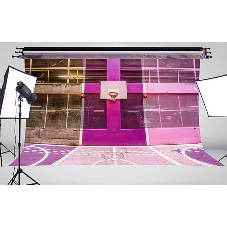 Image of GreenDecor 7x5ft Pink Basketball Court Photo Background Photography Backdrop Studio Props