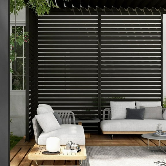 Mirador 10'x 10' 111S Outdoor Pergola Accessories-Aluminum Fixed Shutter Wall, Charcoal