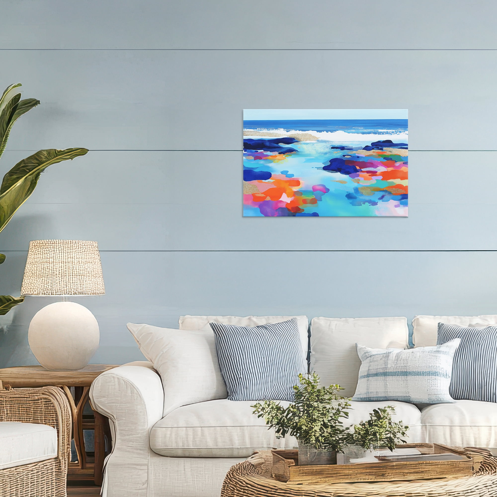 Stupell Industries Coastal Pools Overlay Abstraction Canvas Wall Art, design by Chromatic Storm Studio