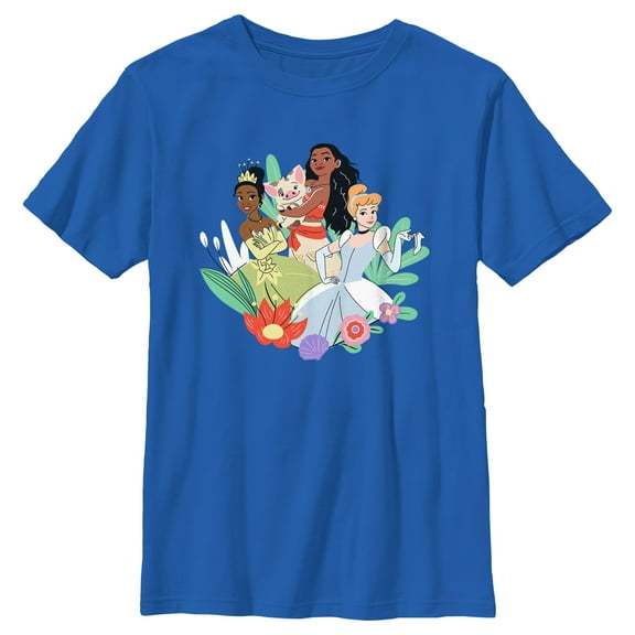 Boy's Disney Princess Trio Doodles Graphic Tee Royal Blue Small