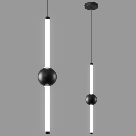 Deyidn 82.67 Inch Modern LED Pendant Light with Dimmable & Height Adjustable Black Ceiling Fixture