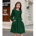 thumbnail image 5 of Arshiner Girls Dress Fall Boho Long Sleeve Shirred Smocked Tiered Party Dresses with Pockets, 5 of 6