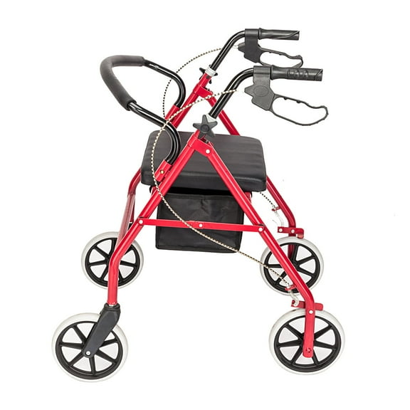 Iron Walker With Wheels Black & Red Walkers For Seniors Wheelchairs For Adults Knee Scooter Rollator Walker With Seat Drive Home Medical