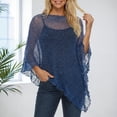 thumbnail image 2 of EYNMVR Womens Sheer Poncho Shrug Lightweight Knit Ruffle Pullover Sweater Top, 2 of 4
