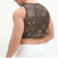 thumbnail image 4 of Kalauyu Mens Cropped Mesh Tank Top Vertical Striped Rhinestone Sleeveless See Through Party Shirt, 4 of 4