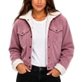 thumbnail image 3 of Women's Winter Sherpa Lined Corduroy Coat Button Down Warm Jacket Outerwear(Big & Tall,Adult), 3 of 5