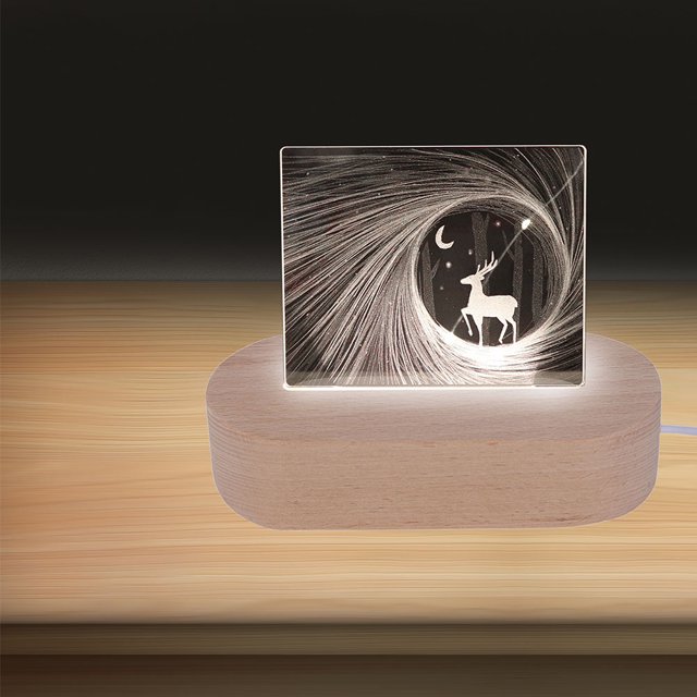 Pedestal ovalado para luces LED Base de pantalla con USB (luz blanca)