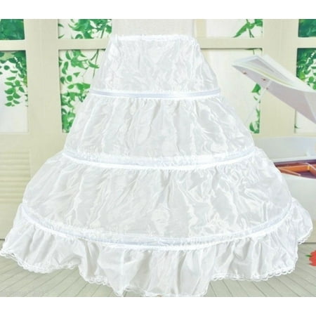 

3 Hoop 1 Layer Flower Girls Petticoat Kids Underskirt Slip Crinoline Dress White