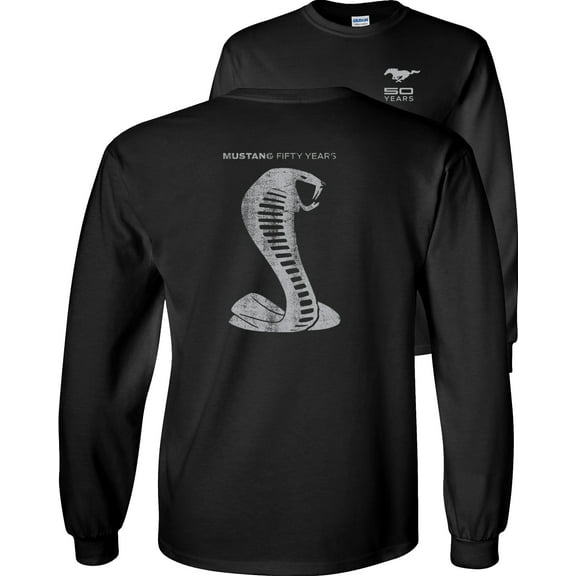 Cobra 50 Years Mustang Ford Long Sleeve Shirt Grey Shelby Silhouette