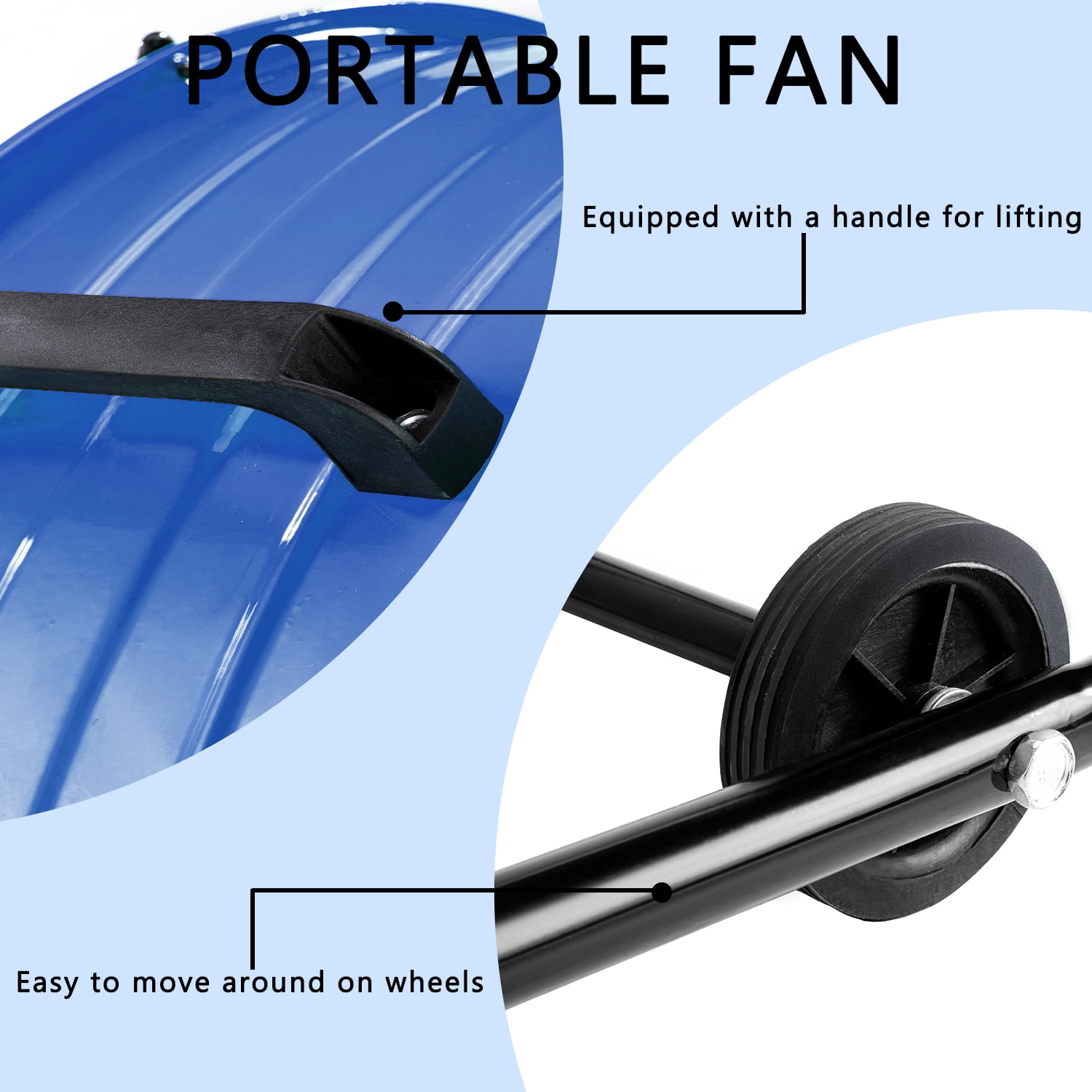 24"Industrial Fan High Velocity,Heavy Duty Drum Fan up to 8100CFM,3-Speed & 360°Adjustable,Ideal for Home, Garage, Indoor/Outdoor Use, Blue