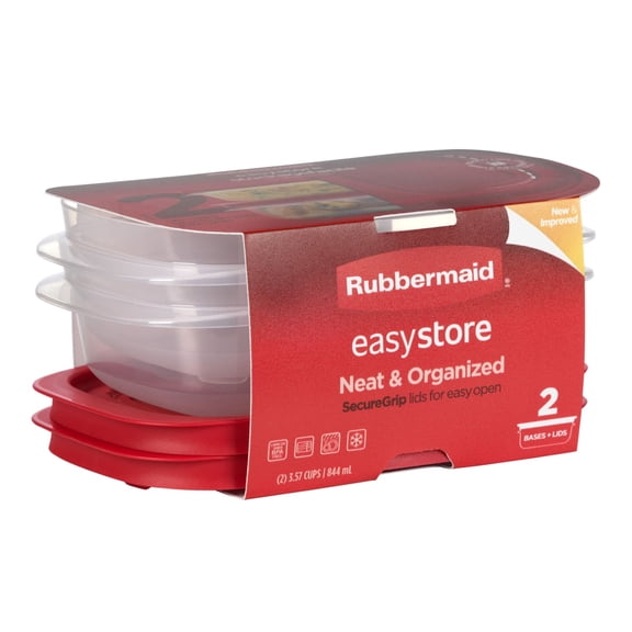 Rubbermaid 3.57-Cup EasyStore Rectangle Containers, 2 Pack, Food Storage Containers, Food Storage Containers with Lids