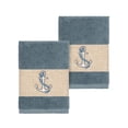thumbnail image 2 of Authentic Hotel and Spa Turkish Cotton Nautical Embroidered Teal Blue 2-piece Washcloth Set, 2 of 3