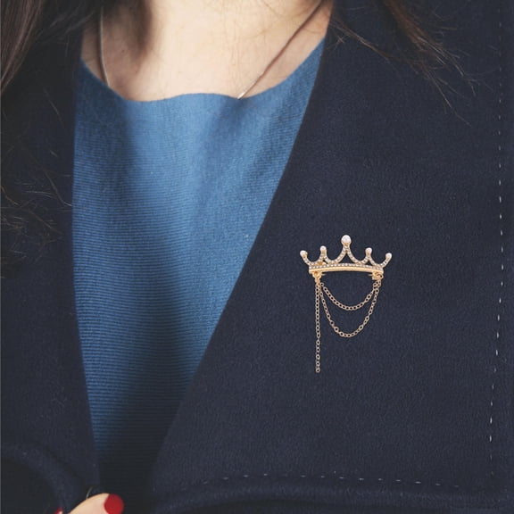 AURARMLET Golden Crown Brooch Pin Rhinestone Metal Jewelry Wedding Party Accessory