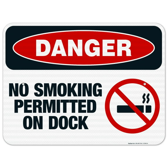 Danger No Smoking Permitted On Dock Sign, OSHA Danger Sign, 18x24 Reflective Aluminum EGP