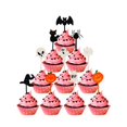 thumbnail image 3 of Juego de 10 decoración de fiesta de cumpleaños de Halloween Cupcake Toppers, 10 al azar Feliz Sencillez, 3 of 5