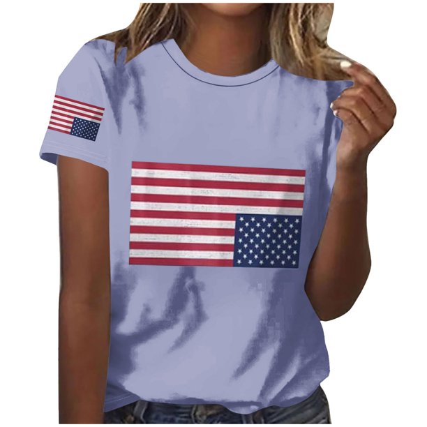 Tops de Cuello Redondo para las Mujeres de Manga Corta Impresa Casual, Camiseta de Moda para Uso Diario Y de Fiesta