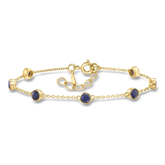 Ross-Simons 2.50 ct. t.w. Bezel-Set Sapphire Station Bracelet in 18kt Gold Over Sterling, Women's, Adult