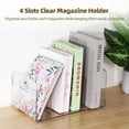 thumbnail image 3 of 2 PCS Clear Magazine Holders, 4 Slots Clear Magazine Organizer, Transparent Book Desk Rack, Clear Plastic File Sorter Divider, Multipurpose Desktop Holder for Books Vinyl Records Office Files, 3 of 6