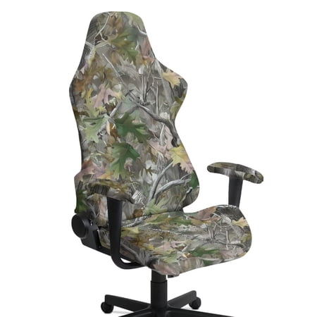 XYZCANDO Camouflage Leaf Gaming Chair Cover 4 Pieces with Zipper Include Backrest Seat and Armrest Machine Washable Protector for Large and Tall Reclining Gaming Chairs