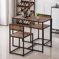 thumbnail image 7 of Wulawindy Elm Wood Simple Breakfast Table And Chair Three-Piece [90x47x75.5cm], 7 of 7