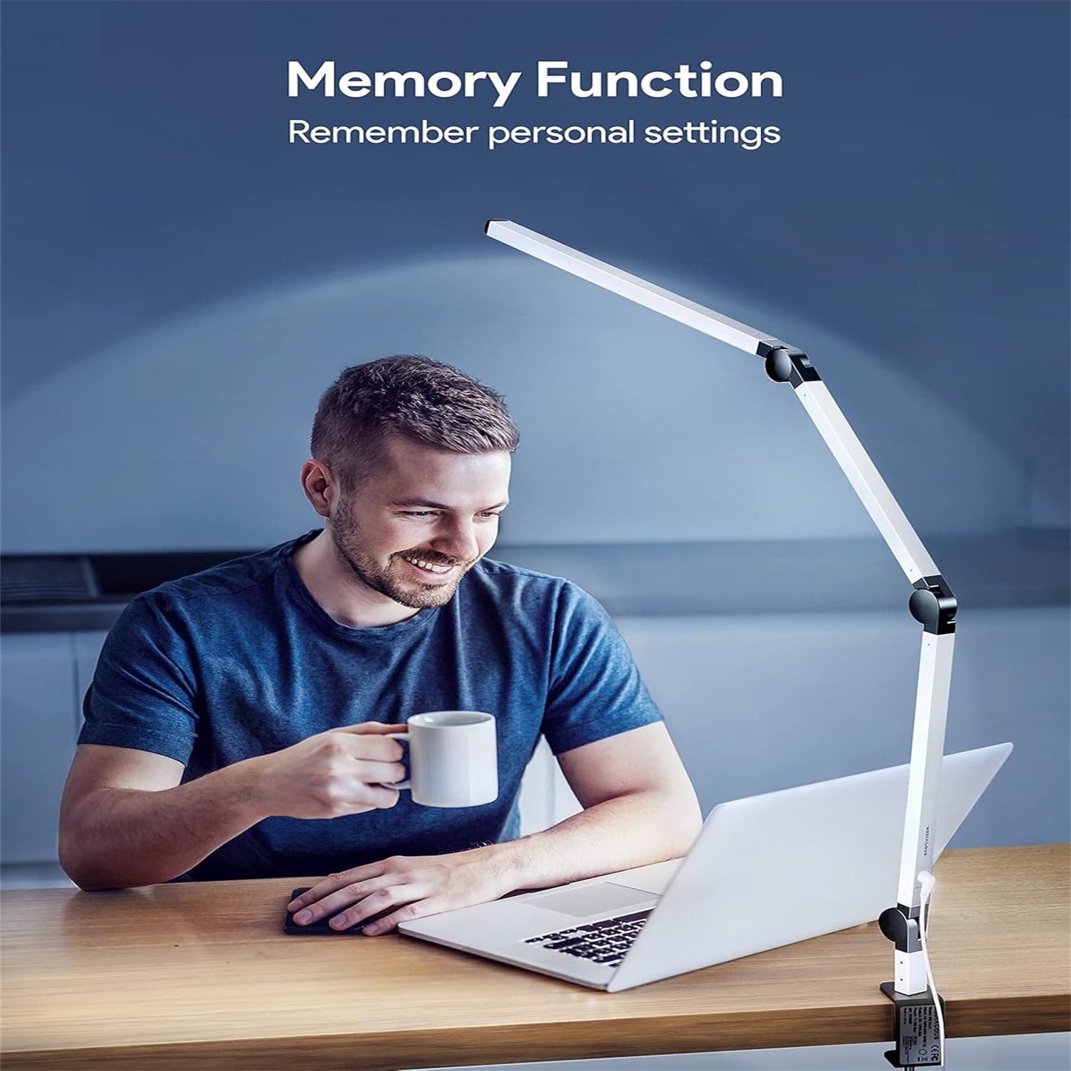 LED Desk Lamp with Clamp, Dual Light Desk Lamp with Swing Arm, Dimmable 4 Color Modes & 4 Brightness Table Lamp, Eye-Caring Clip-on Lamp with Memory Function for Home Office, White