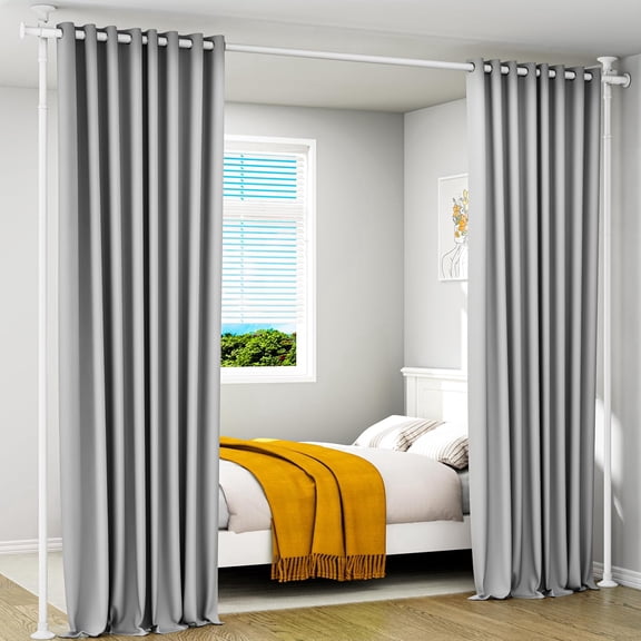 Tension Curtain Rods for Windows, Freestanding Curtain Rods No Drilling, Adjustable 31 to 83 Inch Wide, Apartment Renter Friendly, Heavy Duty, for Room Divider, Doorway, 63 to 130Inch Height