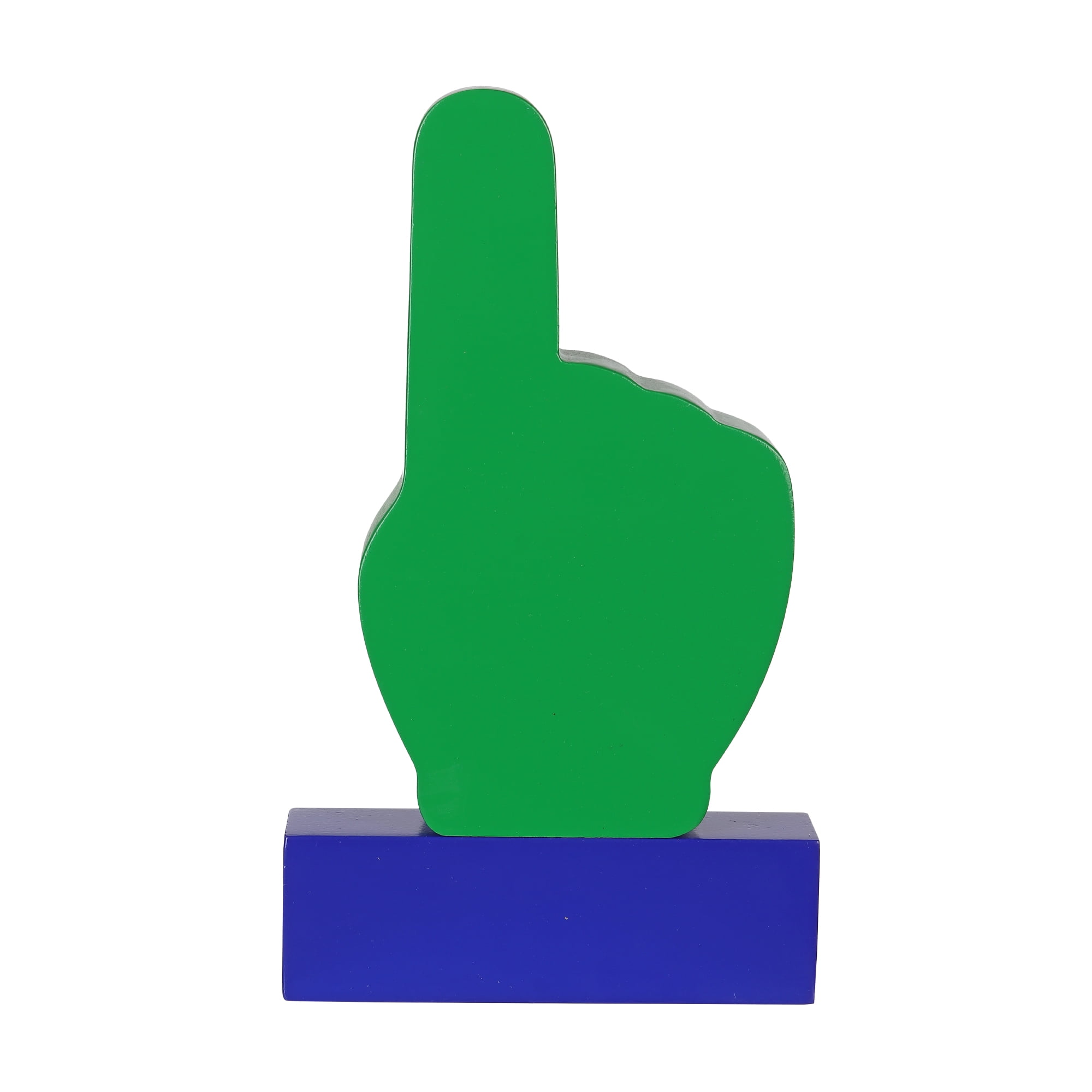 Façon de célébrer, panneau en bois de 8 pouces avec doigt de grand-père, Vert / Bleu / Blanc