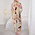 thumbnail image 3 of Pajama Sets for Women 2 Pcs, Ice Cream Cone Print Button Down Long Sleeve Sleepwear Lounge PJ Sets, 3 of 6