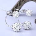 thumbnail image 5 of UDIYO Lady U-shape Spherical Micro Rhinestone Silver Tone Ear Studs Earrings Jewelry, 5 of 7