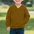 thumbnail image 5 of Teens V Neck Sweatshirt No Hood Thin Fleece Sweatshirts Child Long Sleeve Soft Pullover Sweatshirts with Pockets Fleece Lined Hoodies for Girl Brown 7Y, 5 of 8