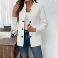 thumbnail image 2 of XPMWRP Women's Vintage Double Breasted Blazer Jacket Solid Color Long Sleeve Business Casual Coat Fall Winter Loose Trendy Jackets White L, 2 of 7