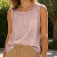 thumbnail image 5 of Cotton Linen Tank Tops for Women Lightweight Crew Neck Sleeveless Summer Shirts Gauze Loose Causal Athlete Camisole 2026 Pink S, 5 of 5