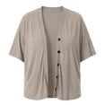 thumbnail image 3 of cocolona Womens Plus Size Lightweight Cardigans Button Down 3/4 Sleeve Solid Color Open Front Cover Up Casual Loose Outerwear, 3 of 6