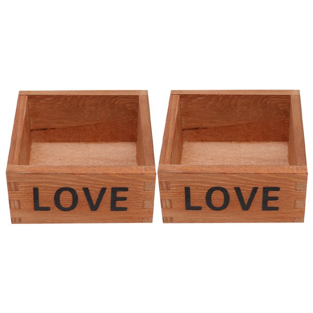 2 Pcs Wooden Square Succulents Box Rustic Wooden Box Storage Organizer Craft Box Plant Flower Bed Pot Box Garden Pot Ho