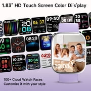 TOOBUR Smart Watch for Women, 1.83 Fitness Tracker Watch with Step Tracker/Pedometer/Sleep, IP68 Waterproof Smartwatch Calls Compatible iOS Android Lilac